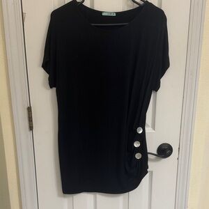 Black Short Sleeve Top with Button Details